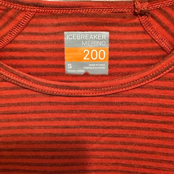 Icebreaker Merino Wool Oasis Long Sleeve Crew Striped Top - Picture 3 of 4